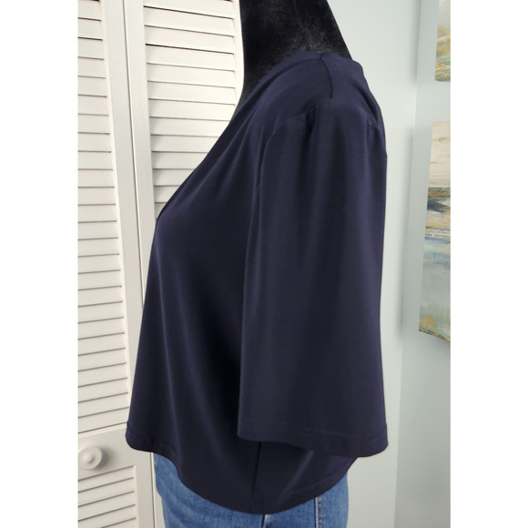 VTG R&M Richards Navy Blue Shrug Jacket Size 12 Stretch Knit Y2K - Picture 3 of 7